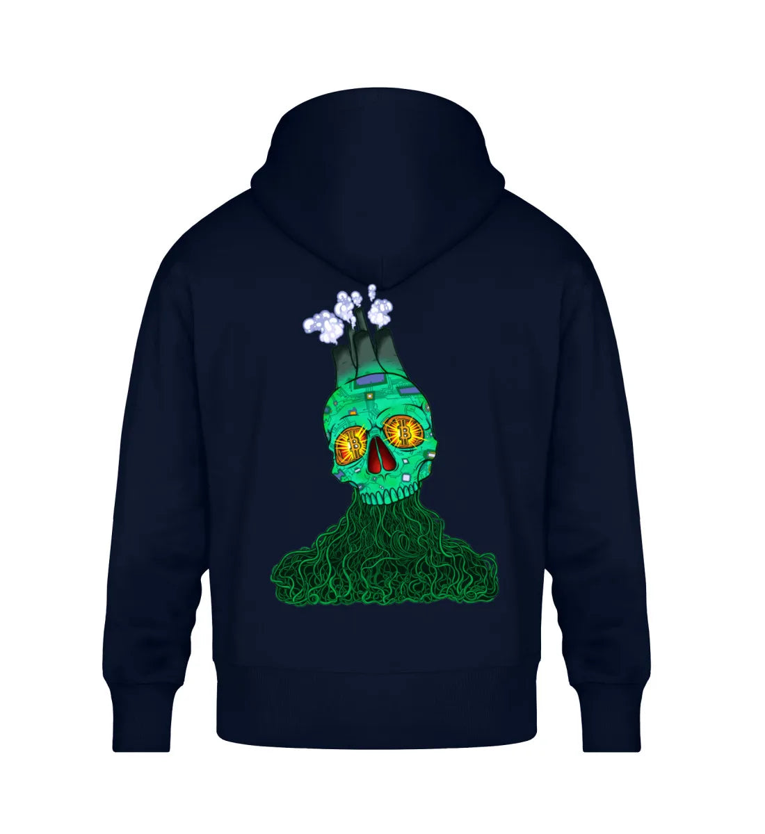 SKULL OF SATOSHI (SOS) FRONT AND BACK - Organic Oversized Hoodie ST/ST-6959